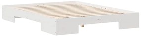 vidaXL Földi ágykeret tárolóval Fehér 140 x 200 cm Tömör fenyőfa