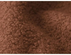 Terrakotta színű buklé kinyitható-tárolóhelyes sarokkanapé (jobb oldali-heverő résszel) Pele – Makamii