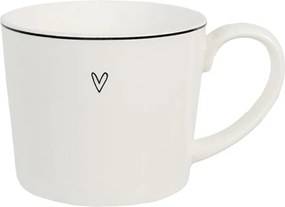 Fehér kerámia bögre szívvel és fekete szív csíkkal 275 ml