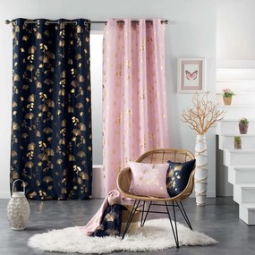 Sötétkék-aranyszínű függöny 140x260 cm Bloomy – douceur d'intérieur