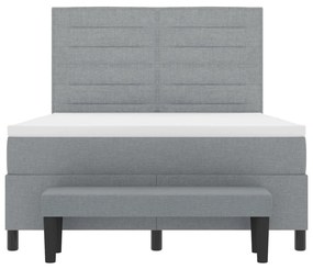 Box Spring Ágy matraccal és padtál szürke 140x200 cm szövet