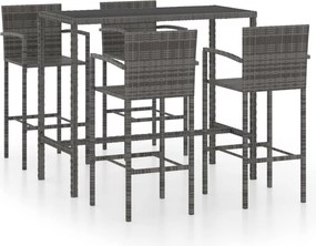 vidaXL 5 darabos szürke polyrattan kerti bárszett