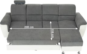 Kissarok, textilbőr fehér/szövet szürke, jobbos, SANTIAGO