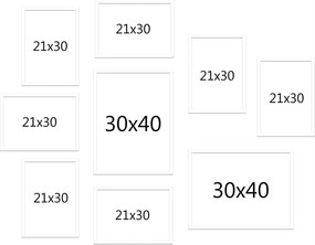 Képkeret Fehér 9db-os szett 30x40, A4