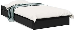 vidaXL fekete szerelt fa ágykeret fiókokkal 75x190 cm