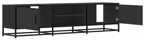 fekete szerelt fa és fém TV-szekrény 160x35x41 cm