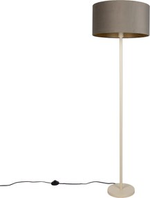 Japandi vloerlamp beige met kap taupe en gouden binnenkant 50cm - Simplo