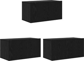 vidaXL TV szekrény garnitúra 3 pcs Fekete 60 x 30 x 30 cm Faanyag