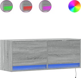 vidaXL szürke sonoma színű fali TV-szekrény LED-ekkel 100 x 31 x 35 cm