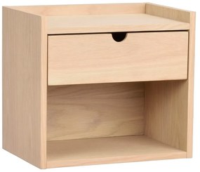 Natúr színű tölgyfa függő-polcokkal éjjeliszekrény Hillmond – Rowico