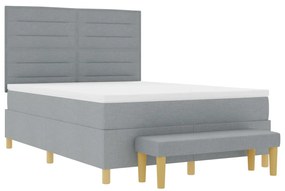 vidaXL Boxspring ágy matraccal és ülésekkel világosszürke 140x200 cm szövet