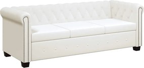 vidaXL 3 személyes fehér műbőr Chesterfield kanapé