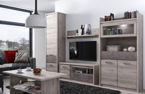 Alacsony vitrin 2D1W1S, nairobi gesztenye/onix, JESI NEW