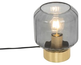 Design asztali lámpa sárgaréz füstüveggel - Stiklo