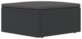 fekete polyrattan kerti lábtartó párnával