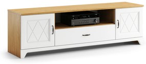 Mazzoni PROVENZA D2SZ1 TV-állvány Kőtölgy/Fehér Matt - TV-ÁLLVÁNY NAPPALIBA RETRO