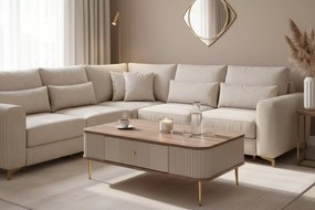 Vesper fiókos dohányzóasztal 103x60 cm - kasmír / dió / arany lábak