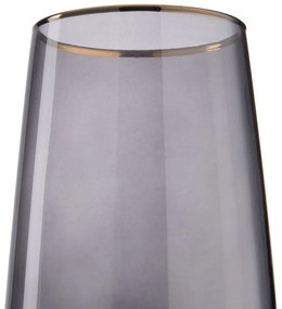 TOUCH OF GOLD long drink pohár arany szegéllyel, szürke 480 ml, 6 db-os készlet