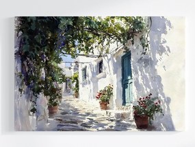 Vászonkép Canvas Görögország Fehér Házak Virágok Pergola Santorini 120x80