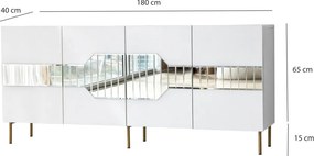 Milan komód, fehér-arany, 180 cm – TR552NOS1804