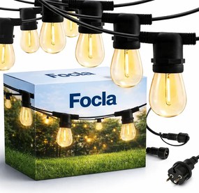 Kerti Fényfüzér 20mb 20x Led Izzó E27 IP65 Vízálló