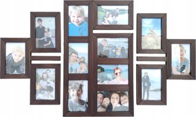 Fa multikeretes képkeret 13 képhez 10x15 cm Wenge képkeret fali galéria