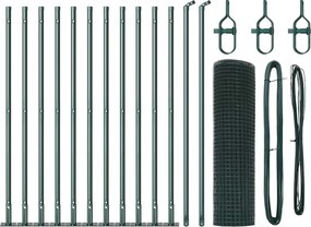 vidaXL Kerítésoszlop Zöld 25 x 0,4 m (12 x 12 mm háló) Acél és PVC
