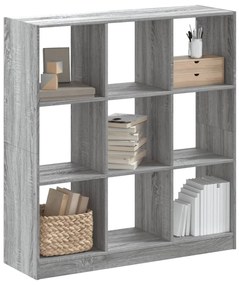 szürke sonoma színű szerelt fa könyvespolc 102 x 32 x 108 cm