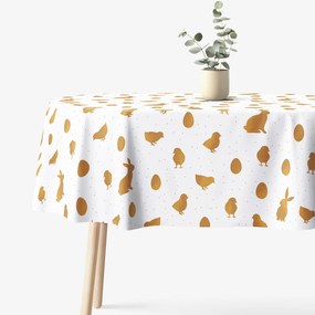 Goldea ovális húsvéti terítő - extra erős 100% - os pamut - a húsvét arany szimbólumai 120 x 200 cm