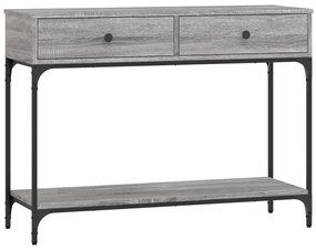 szürke sonoma színű szerelt fa konzolasztal 100 x 34,5 x 75 cm