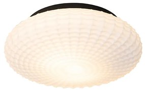 Klasszikus mennyezeti lámpa fekete opál üveggel 35 cm IP44 - Nohmi