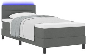 Boxspring Ágy Mattal és LED-del Sötétszürke 90x190 cm Textil