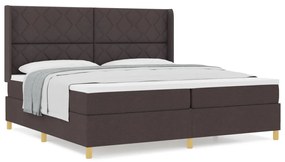 Boxspring Ágy Matracokkal Sötétbarna, 200x200 cm Szövetben