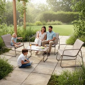 Juskys Genoa kerti fém garnitúra - homokszínű