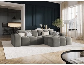 Szürke bársony sarokkanapé (jobb oldali) Kendal – Micadoni Home