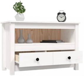 fehér tömör fenyőfa TV-szekrény 79 x 35 x 52 cm