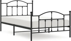 vidaXL fekete fém ágykeret fej- és lábtámlával 107 x 203 cm
