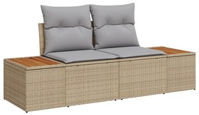9 darabos Kerti Kanapé Garnitúra Párnákkal Bézs Poly Rattan Akác