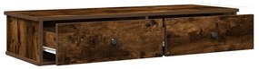 füstölt tölgy szerelt fa falipolc fiókokkal 100 x 37,5 x 19 cm