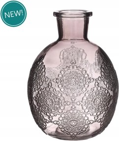 Üveg váza 17cm gömb alakú Szürke mintával