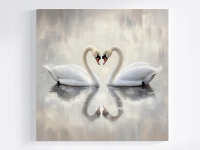 Vászonkép Canvas Madarak Hattyúk Pár Szerelem Hűség Szív 40x40