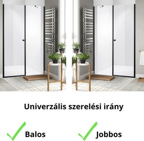 Stuxi Bari Fix Black 150 cm (70+80) széles nyíló zuhanyajtó fix fallal, 6 mm vízlepergető üveggel, matt fekete profillal, 195 cm magas