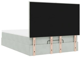 Ottomán ágykeret matracokkal világosszürke 140x190cm bársony