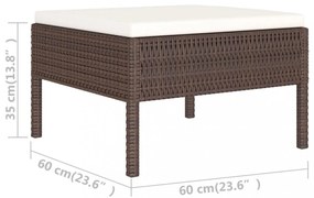 vidaXL 6 részes barna polyrattan kerti bútorszett párnákkal