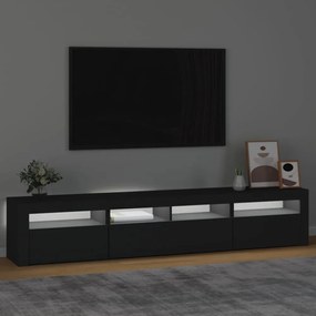 fekete TV-szekrény LED-világítással 210x35x40 cm