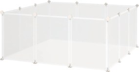 PawHut DIY Szabadjáró Kert 12 Paneles Futókerítés Kisállatoknak 105 x 105 x 45 cm Fehér Fém PP Gyanta | Aosom