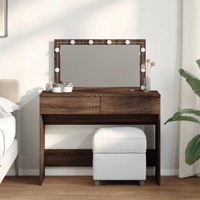barna tölgy színű fésülködőasztal LED-del 100 x 40 x 120 cm