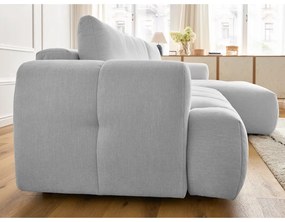 Világosszürke kinyitható-tárolóhelyes sarokkanapé (jobb oldali-heverő résszel) Fuji – Bobochic Paris