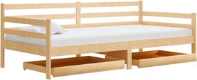vidaXL tömör fenyőfa dívány fiókokkal 90 x 200 cm