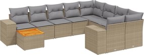 vidaXL 10 részes bézs polyrattan kerti ülőgarnitúra párnával